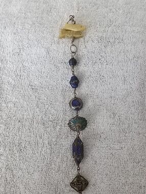 Vintage Blue and Green Mixed Bead Pendant Necklace